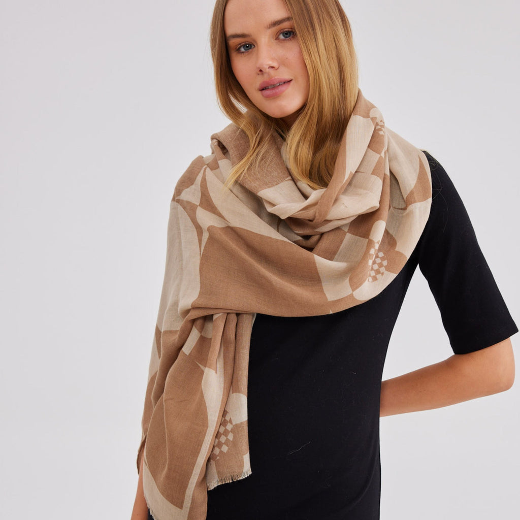 Fortune Scarf Natural & Taupe