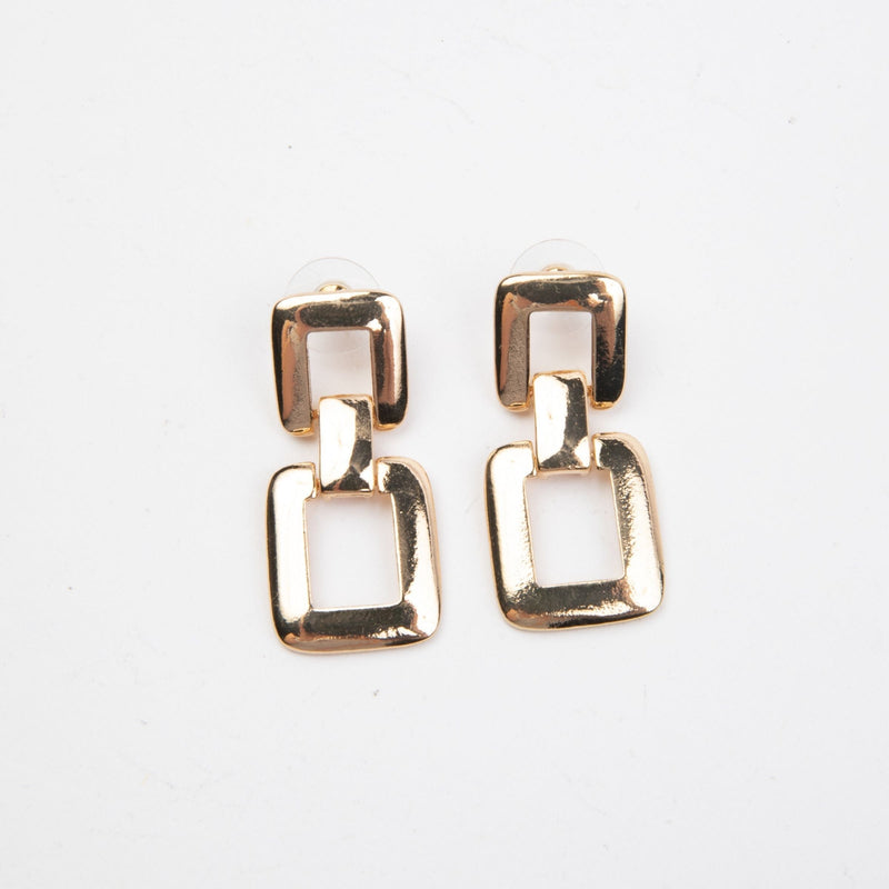Square Link Earrings Gold